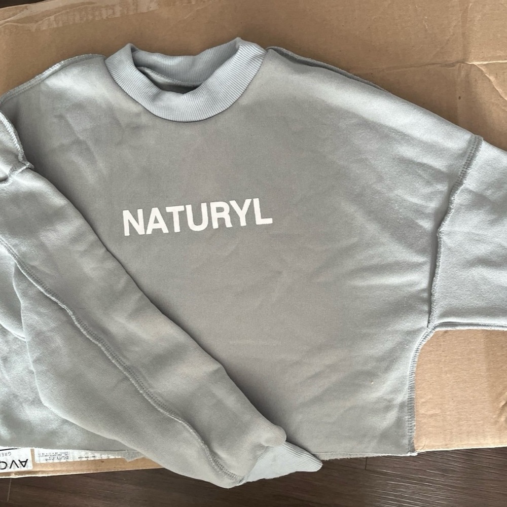 Naturyl by NBK Gray Stitched Cropped Sweatshirt
